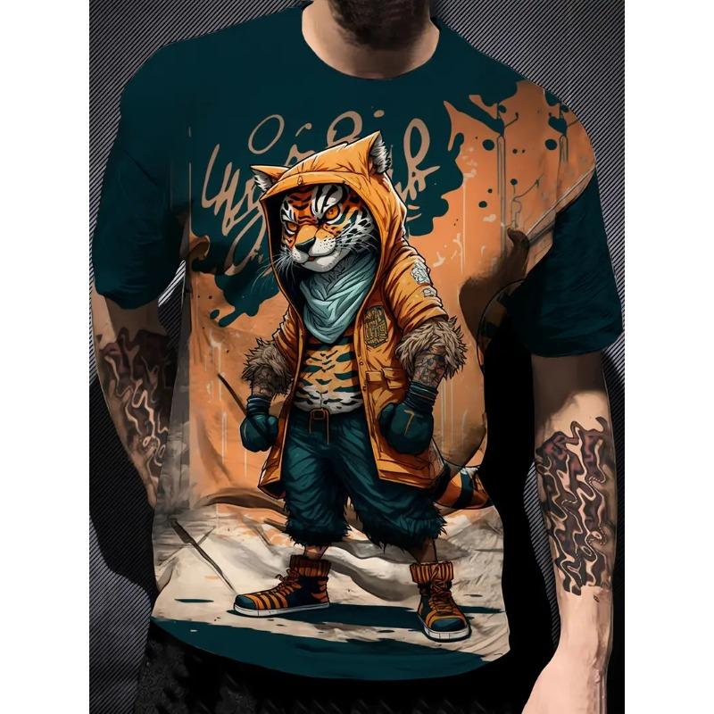 Funny Cartoon Duck Print Men's T-Shirts Summer Casual O-neck Short Sleeve Pullover Fashion Tees Street Trend Overszied Clothing