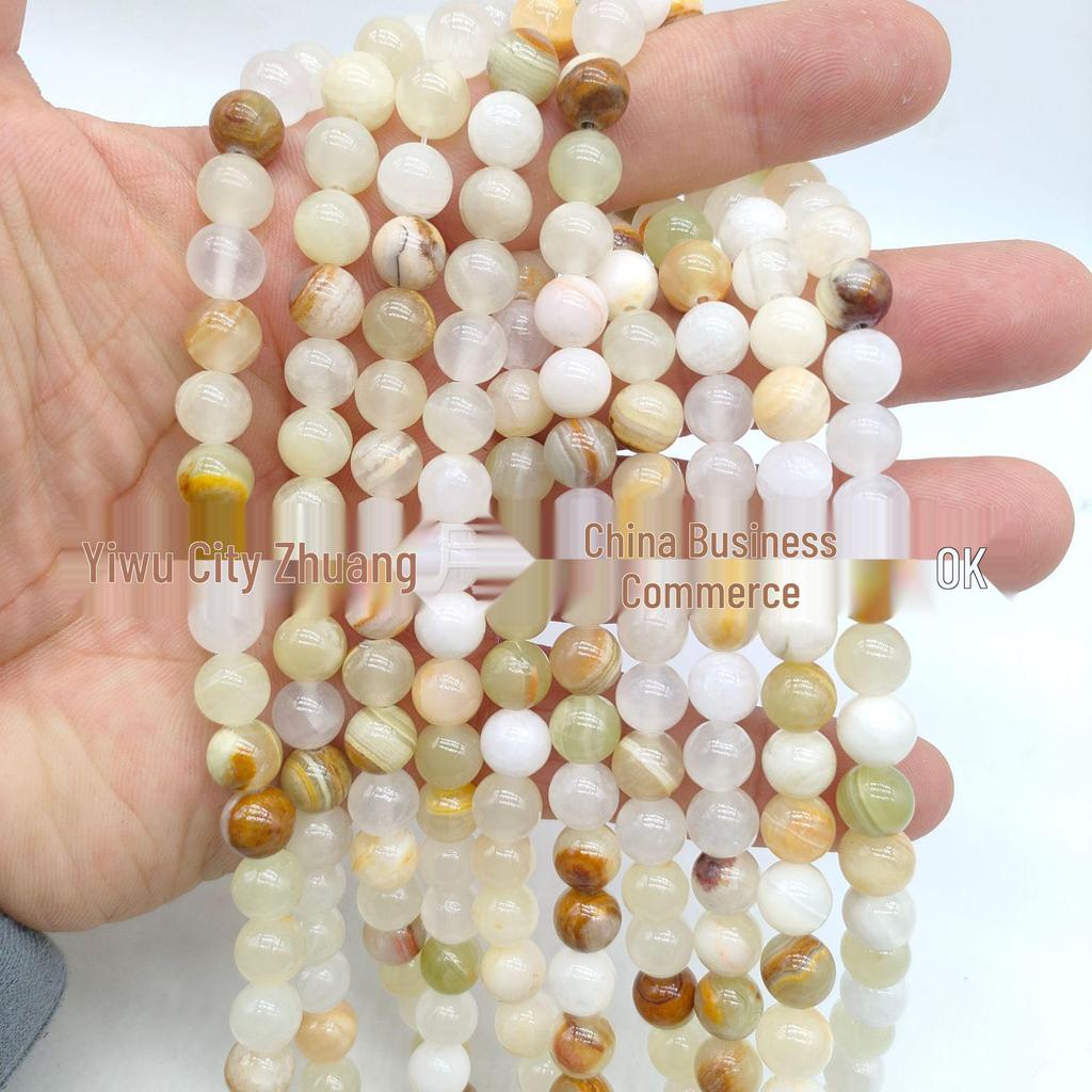 Afghan Beige & Green Jade Loose Beads Bracelet DIY Jewelry Accessories
