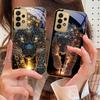 Гигантский Звездный Леопард Для Samsung A73 A72 A71 A42 A56 A55 A54 A53 A52s A52 A51 A36 A35 A34 A33 A32 16 14 Золотой стеклянный чехол для телефона