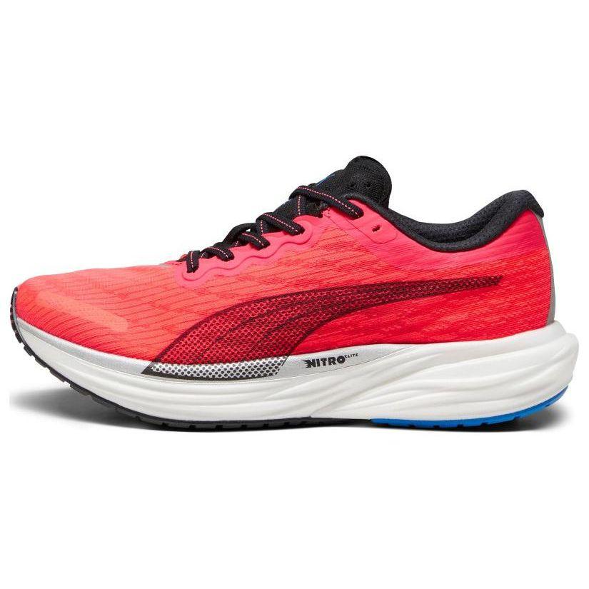 Puma Deviate Nitro 2 Running Shoes Lightweight Breathable Carbon Plate Men Sneakers Deep-Blue Fire-Red 376807-14