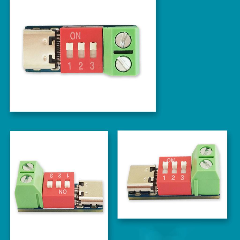 Плата-обманка для быстрой зарядки QC PD PDSink 5-20 В, модуль-обманка PD, штекер USB Type-C, разъем для зарядки, регулировка кодом набора