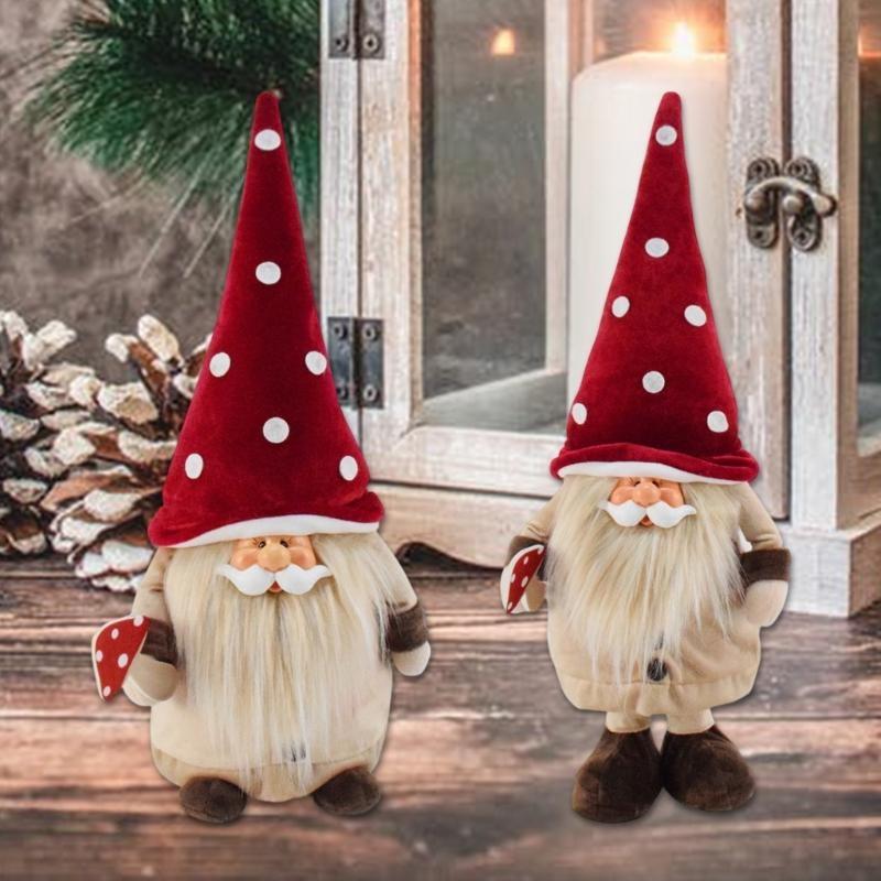 652F Portable Handmade Dwarf Gnomes Mushroom Gnomes for Tabletop Christmas Decors