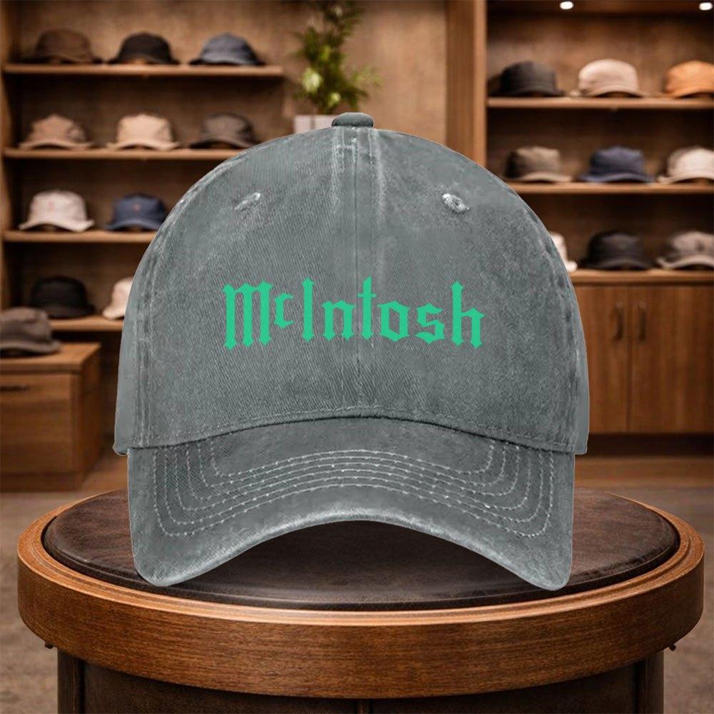 Mens Black Background McIntosh Baseball Cap Outdoor Fashion Adjustable Casual Hat Urban Style Lightweight Fashionable Duckb