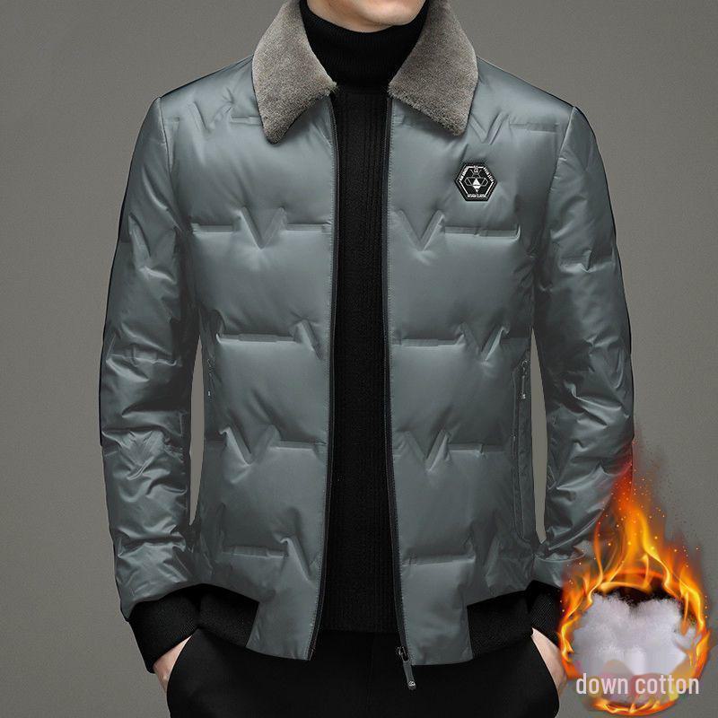 Мужское зимнее бархатное хлопковое пальто с лацканами - теплое, толстое, куртка для пап среднего и пожилого возраста