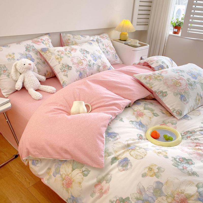 Luxury 100% Cotton Floral Duvet Cover Set 3-Piece (1 Duvet Cover + 2 Pillowcases) - Wrinkle-Free, Hotel Quality Bedding Set