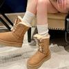 Женские зимние ботинки 2025 новые на толстой подошве с увеличением высоты, меховые, цельнолитые, утепленные хлопковые ботинки, водонепроницаемые и нескользящие, модные короткие ботинки с мехом