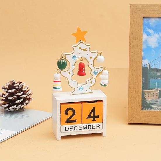 Christmas Wooden Desktop Calendar Santa Snowman Reindeer Tree Perpetual Calendar Wood Display