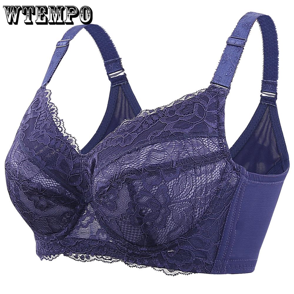 Women's Full Figure Lightly Lined Underwire Lace Balconette Bra 34 36 38 40 42 44 46 48 B C D E