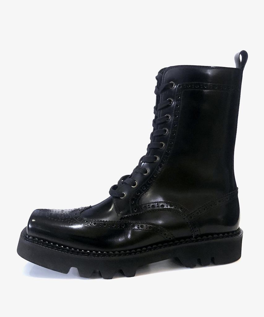 Joenshoe Kleine Square 10-Hole Side Zipper Boots Black