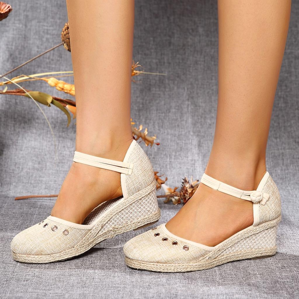 2024 Platform Sandals Wedge Women Shoes Elegant Ladies Slippers Summer Braided Buckle Boho Sandalias High Heels Female Sandals