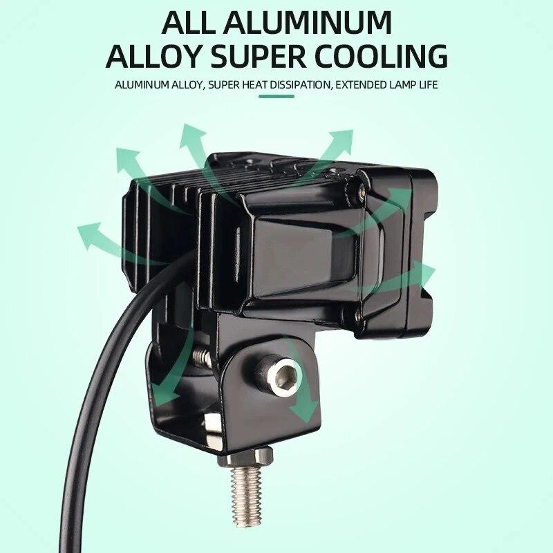 1/2PCS Motorcycle Headlights Dual Color 2 Lens Spotlight Super Bright High Low Beam Scooter Motorbike Driving Light Fog Lamp