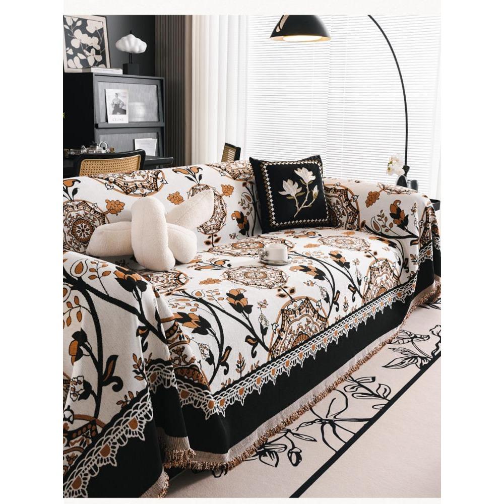 Эксклюзивное винтажное полотенце для дивана из ткани шенилл в американском стиле, чехлы для дивана, пылезащитный чехол для декора гостиной, пригодные для машинной стирки