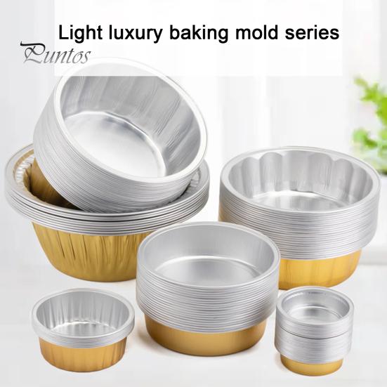20Pcs Tinfoil Box with Lid Reusable Disposable Round Food Grade Non-Stick Oven Safe Cupcake Container Aluminum Foil Bowl Baking Mold Kitchen Supplies