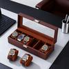 Коробка для часов для мужчин Кожа 6 ячеек 2 слоя Витрина для часов для хранения коллекции часов и ювелирных изделий Коричневый