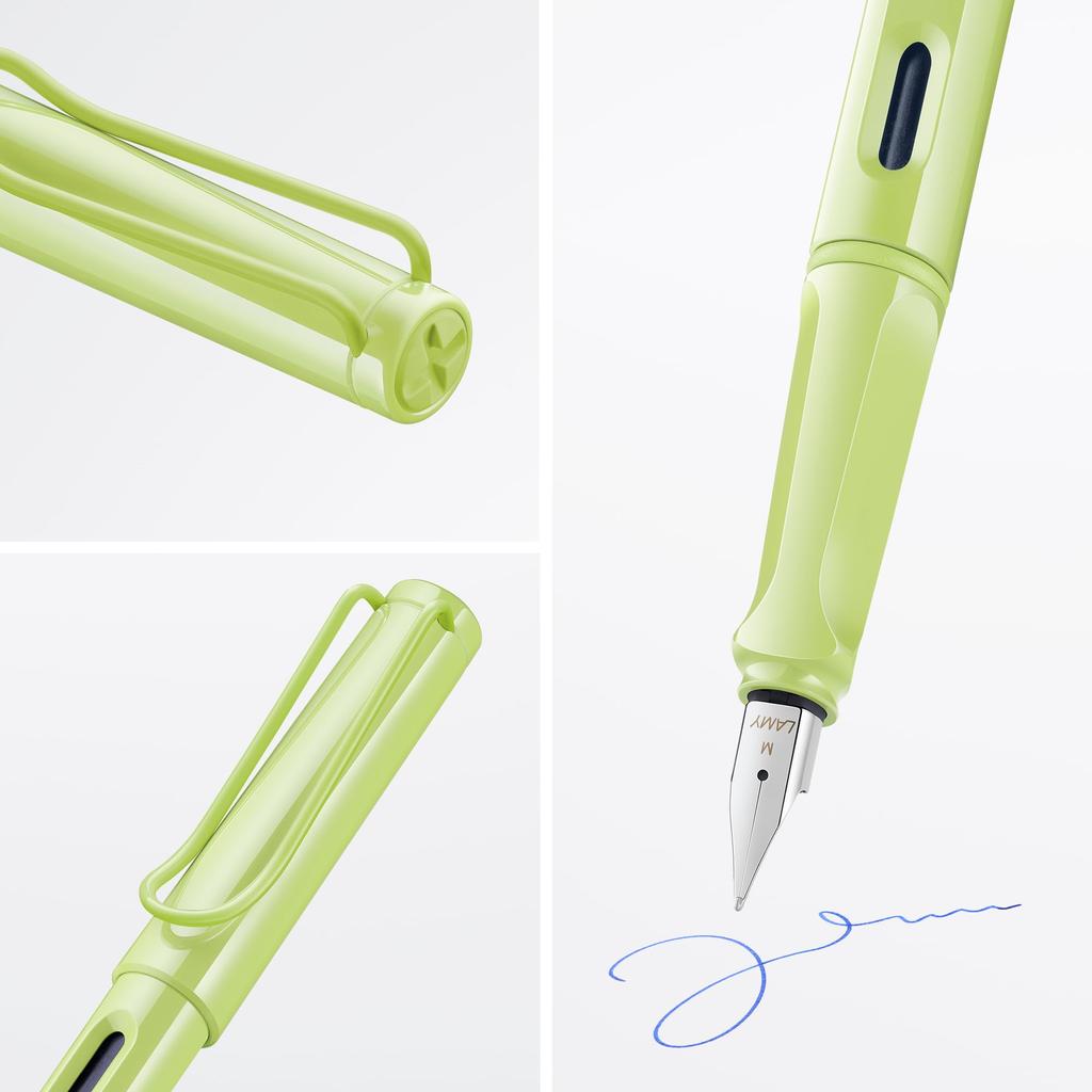 LAMY Safari Spring Green Fountain Pen in Ergonomic Grip and Polished Steel Size EF Ideal for Writing and Calligraphy Includes LAMY T10 Blue Ink