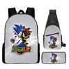 Backpack, Primary School Student Animation Schoolbag, Cartoon Backpack, Satchel, Pencil Bag, Three-Piece Set.
