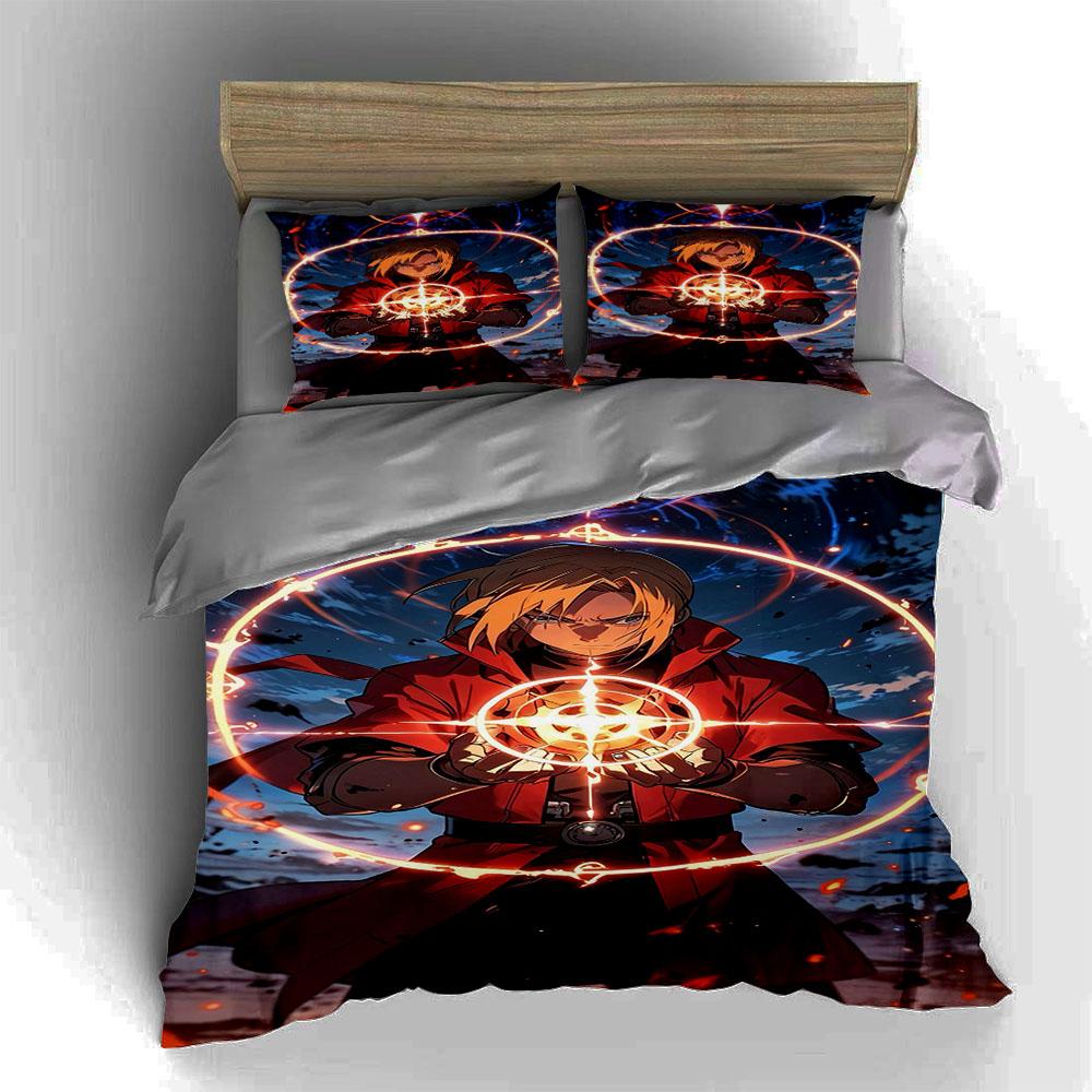Alchemy-themed anime illustration. Bedding Duvet cover sets Duvet covers Pillowcases gifts (1 * Duvet Cover 2 * Pillowcases, without duvet insert)