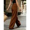 Women Irregular Design Loose Solid Linen Blend Wide Leg Casual Pants