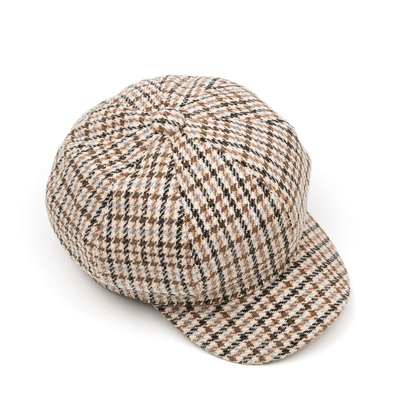 Винтажная мужская восьмиугольная кепка женская осенне-зимняя теплая клетчатая кепка-берет с рисунком