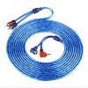 5 Meter AUTO Car  Blue Transparent RCA Audio Interconnect Cable Ultra Flexible