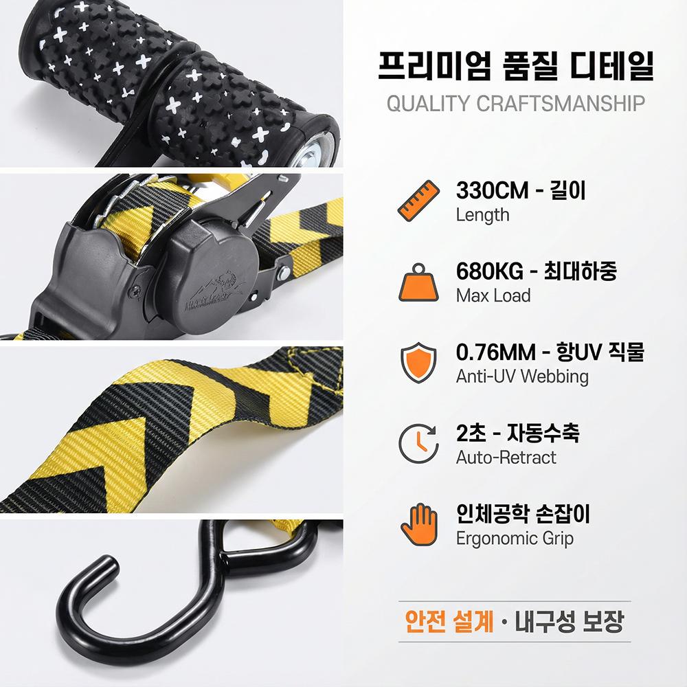 NovaAcc Heavy Duty Cargo Strap Auto Retractable Quick Release Tensioning Band for Truck Cargo Transport Car Motorcycle