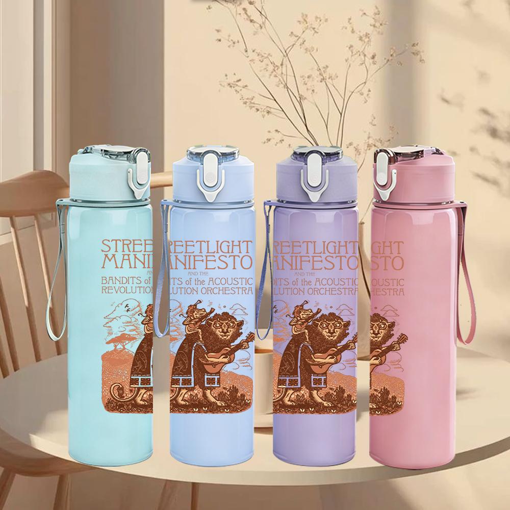 1PC Brown Bear Western Vintage Sketch Print 750ml Portable Sports Water Bottle Leakproof Gym Outdoor Travel Drink Cup