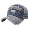 English American CA524 [White Fang] Hat, Letters, Logo, Cap, Casual, Distressed, Vintage, Sports, Men's, Women's, (Blue)