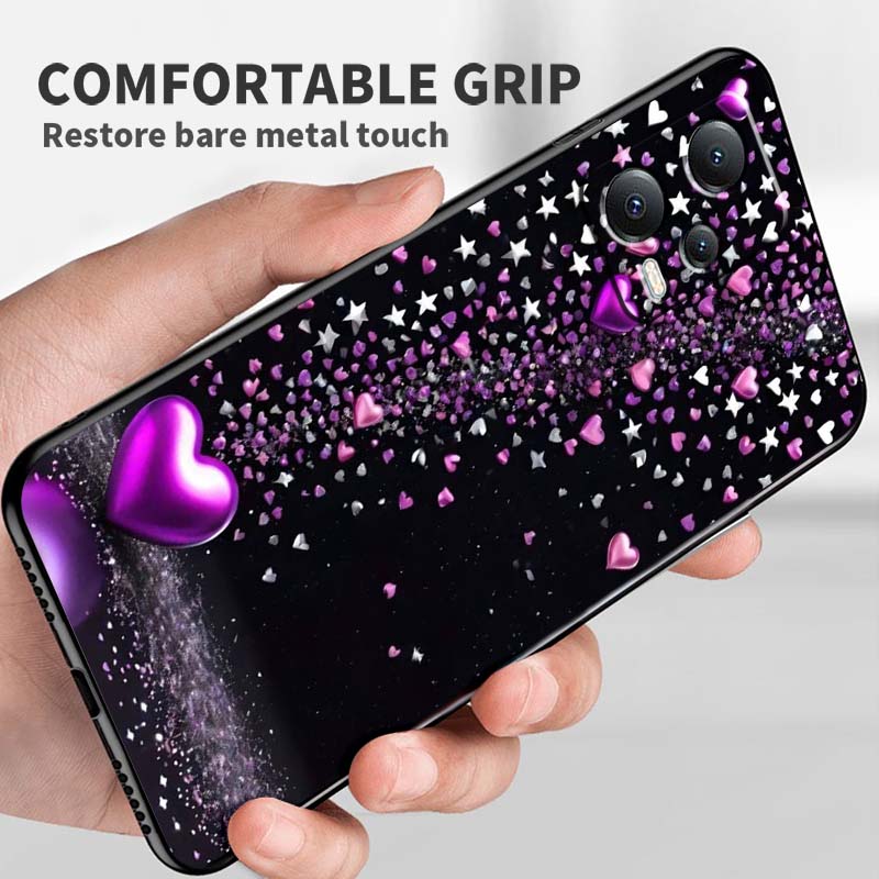 Роскошный Чехол для Телефона с Дизайном Любви Искусство Для Xiaomi Redmi Note 15 14 13 12 12S 11E 11 11S Pro Plus 4G 5G Черный Мягкий ТПУ