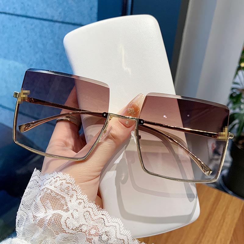 Солнцезащитные очки в металлической полуоправе, модные солнцезащитные очки, ретро-солнцезащитные очки с большой оправой, женские, буква F, главная