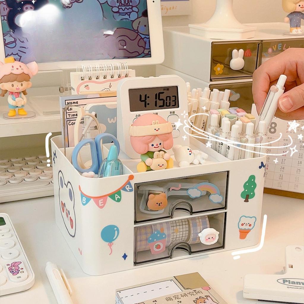 Настольный держатель для ручек, симпатичный, большой емкости, органайзер для ящиков, органайзер для канцелярских принадлежностей для студентов, офисный органайзер для девочек