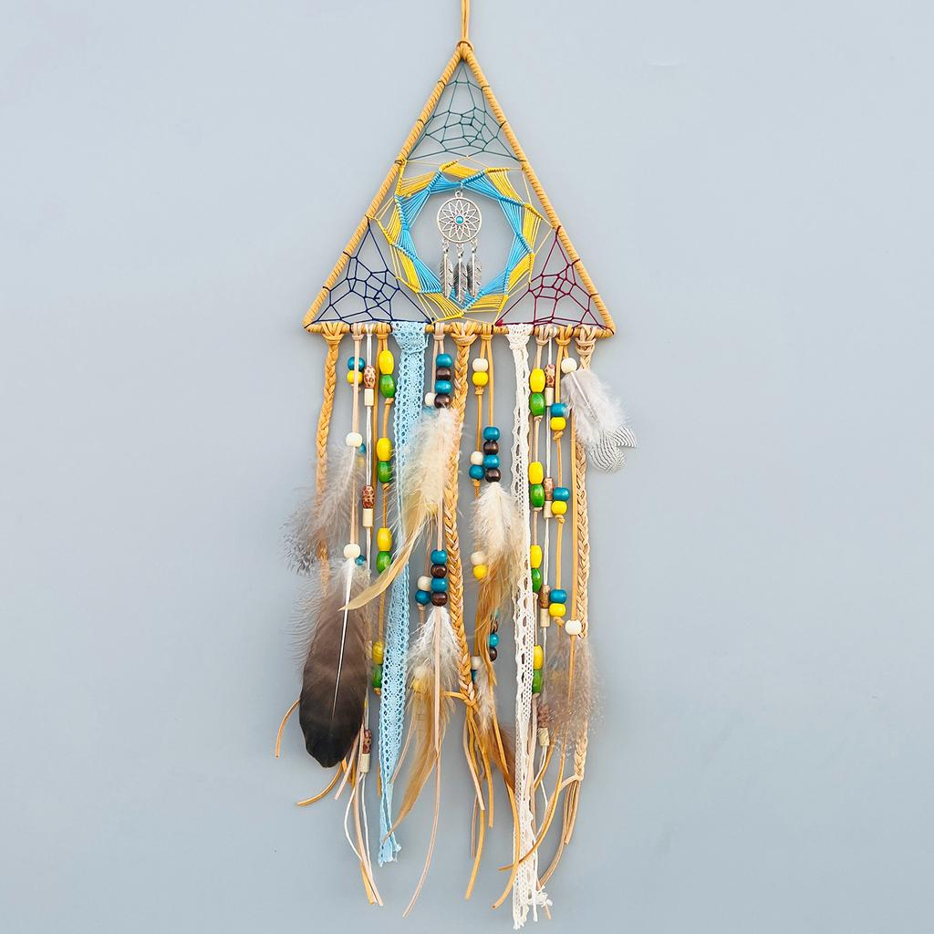 Indian Feather Dreamcatcher Pendant Hand-woven Creative Triangle Home Pendant
