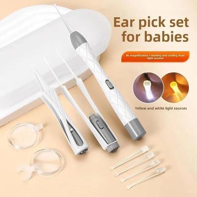 Светящийся набор ушных ложек Удаление ушной серы Чистящий пинцет Светодиодная подсветка Ухочистка Зажим для носа Детский Взрослый Набор инструментов для ухода за ушами