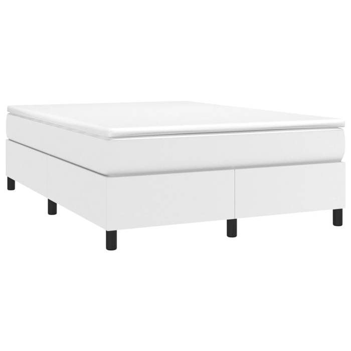 Maison Exclusive - Sommier à lattes de lit avec matelas Blanc 140x190cm Similicuir
