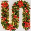 2.7M Christmas LED Garland Decoration Wreath LED Rattan Garland Decorative Green Christmas Artificial Xmas Tree Rattan Banner