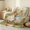 Tale Peter Rabbit Print Flannel Blanket, High quality Comfortable for All Seasons, Home Decor, Warmth and Comfort, Perfect for Christmas Gifts