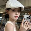 Japanese Retro Solid Color Striped Beret Women's Spring and Summer Literary Retro Versatile Face Showing Small Thin Newspaper Boy's Baseball Cap