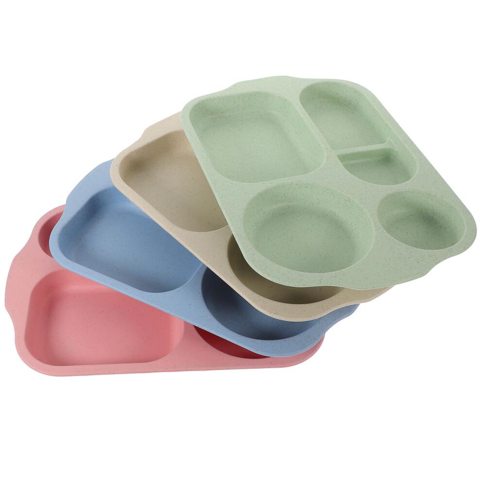 4 Pcs Dinner Plates Unbreakable Divided Kids Food Tray Child