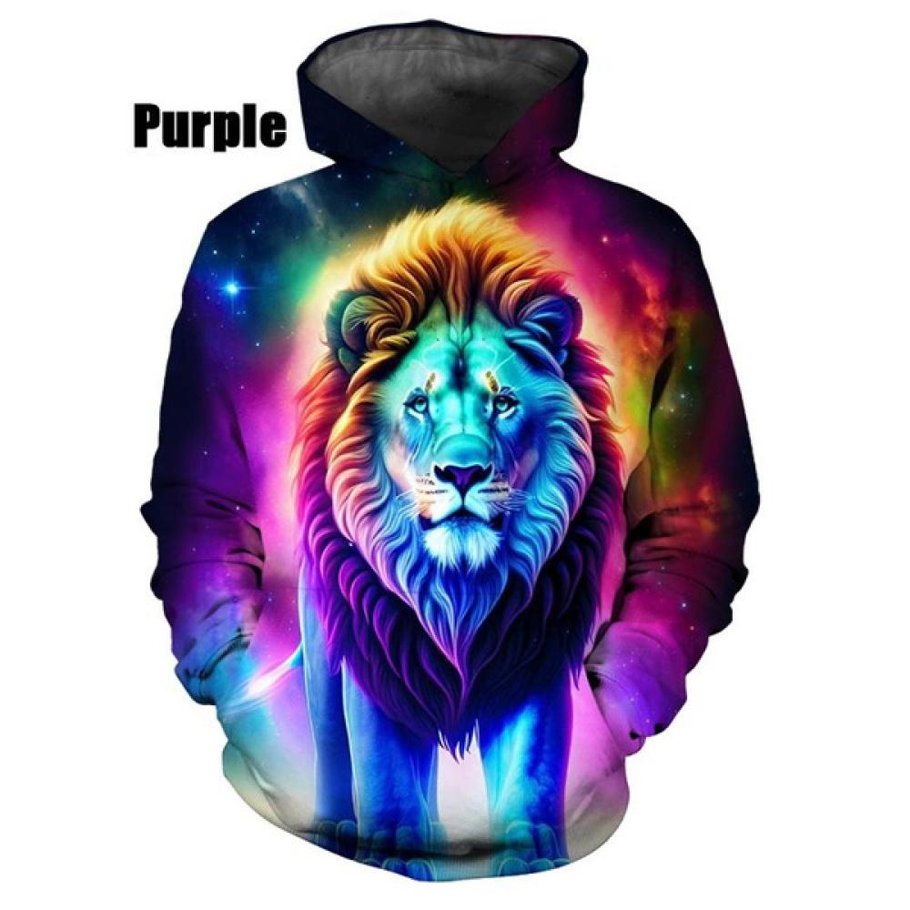Модная 3D толстовка с капюшоном с рисунком льва, повседневная толстовка с длинным рукавом, уличная толстовка в стиле Харадзюку