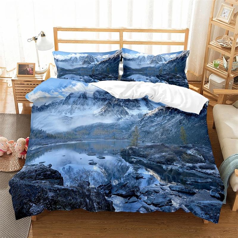 Пододеяльник «Алтайские горы» King Queen, комплект постельного белья «Природный пейзаж», «Лесной пейзаж», «Озеро», покрывало из полиэстера