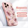 Чехол с мелким цветочным узором для iPhone 17 Pro Max iPhone 16 Pro Max 15 14 13 Магнитный Для Magsafe Гибридный ТПУ+ПК Матовый Чехол