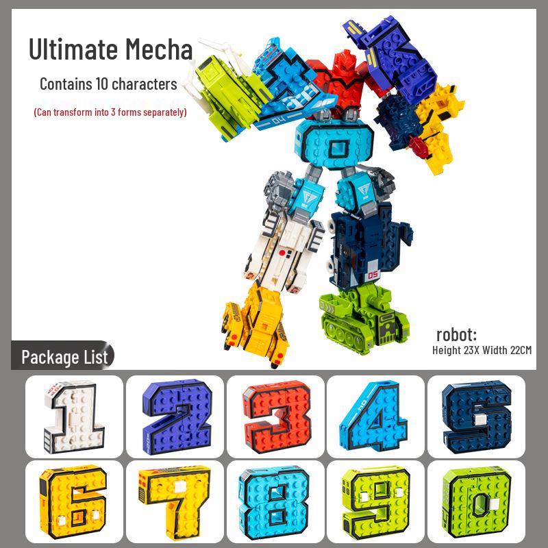 Large Kids' Number Symbol Transforming Robot Car Toy Set