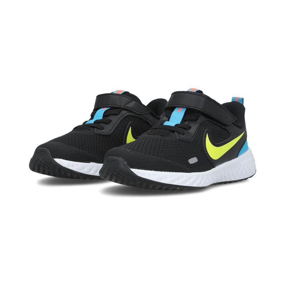 Nike Революция 5 Лимонный яд (PS) Детские кроссовки черные лазерно-синие гипер-малиновые BQ5672-076