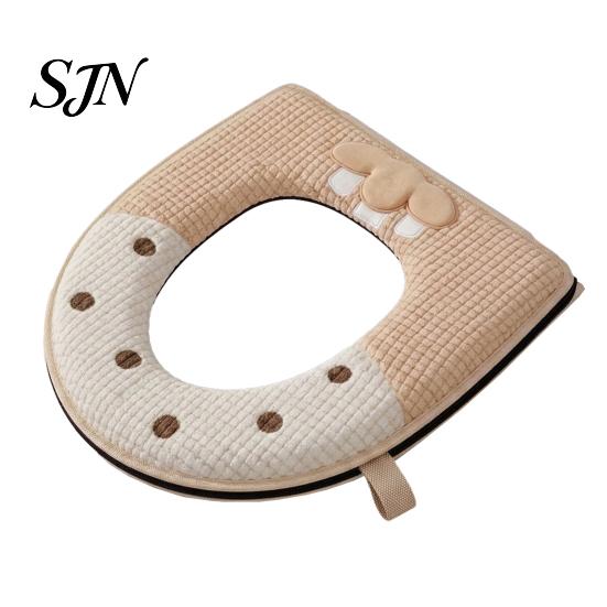 Soft Plush Bathroom Toilet Seat Cover Cover, Thick Washable Pad with Zipper And O-shaped Cushion Handle, Warm Skin-Friendly for O-Shaped U-Shaped