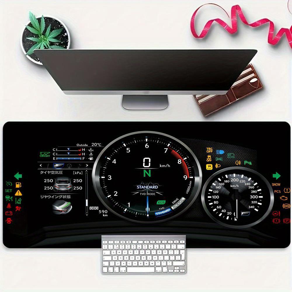 Large Gaming Mouse Pad Car Dashboard Pattern Desk Mat Nonslip Rubber Base Stitched Edge Keyboard Rug PC Tablet for Office Decor