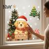 Reusable Glass Surface Decals Christmas Static Window Clings, No?Glue Cute Puppy with Snowflake Easy to Apply Stickers Candy Cane, PVC for Home Shop