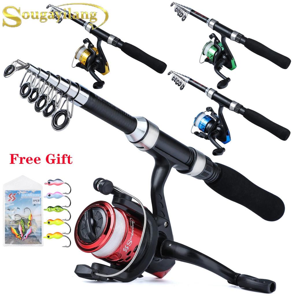 SOUGAYILANG Spinning Fishing Rod Reel Set Carbon Fiber Pole with Spinning Fishing Wheel for Freshwater Saltwater Fishing