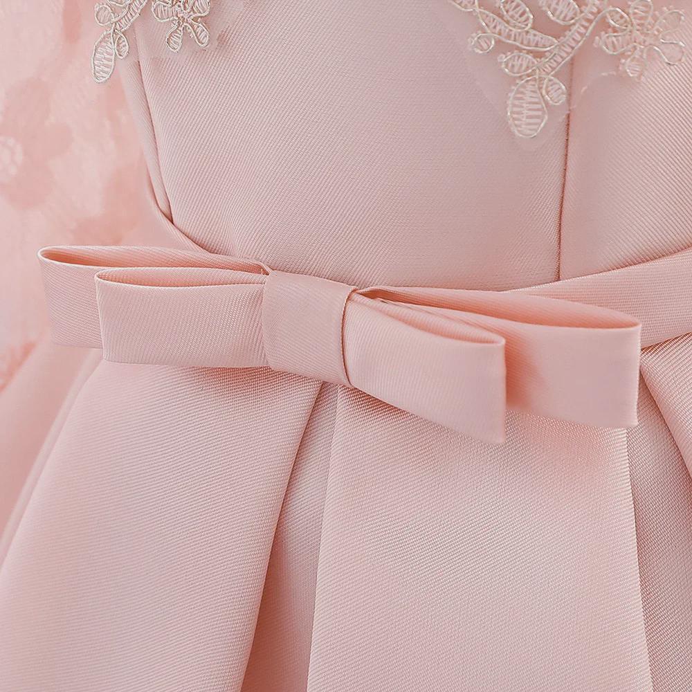 Платье принцессы с длинными рукавами и цветочным принтом для девочки на первый день рождения