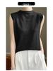 2024 Spring/Summer Women's Sleeveless Thin Knitted Sweater - Half Turtleneck Pullover Vest