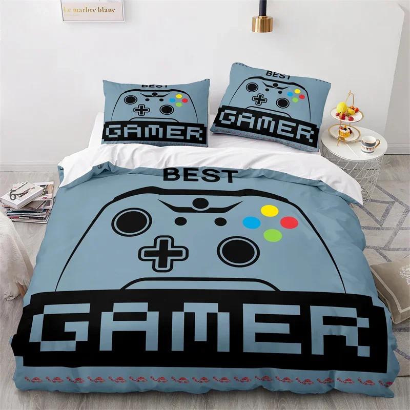 Игровой комплект постельного белья Twin Full Size Детская наволочка с геймпадом Для мальчиков и девочек Декор спальни Полиэстер Чехол на одеяло с геймпадом
