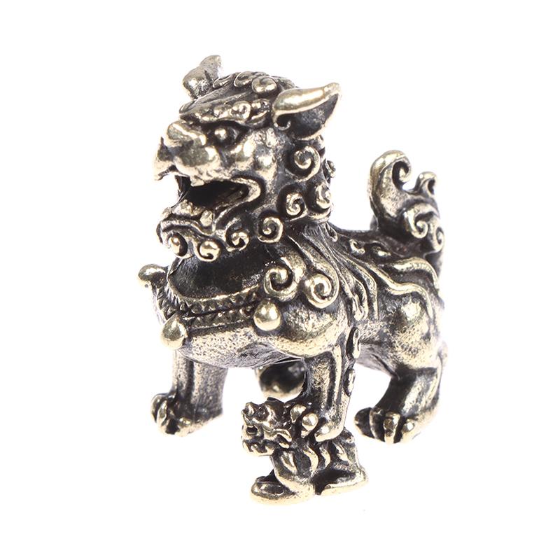 2 шт., статуэтки из чистой меди, счастливого Короля Льва, античная бронзовая статуя китайских животных